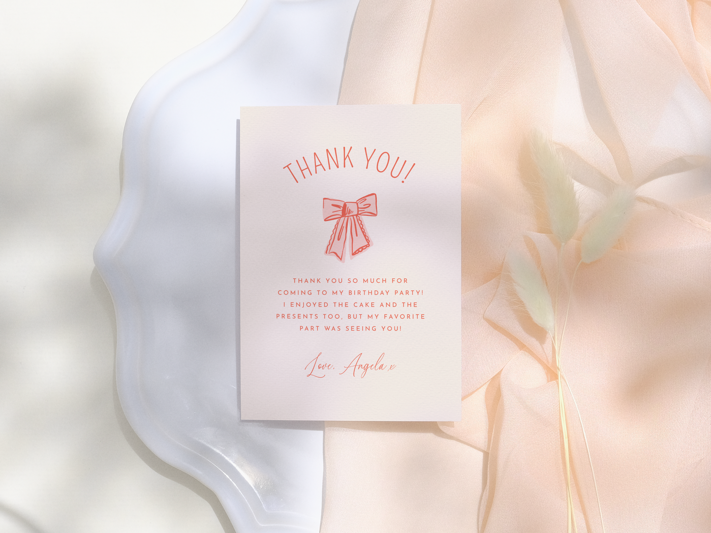 Whimsical Pink Bows Girl Birthday Party Invitation Bundle