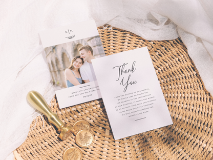 Minimalist Monogram Elegant Formal Photo Wedding Invitation Suite