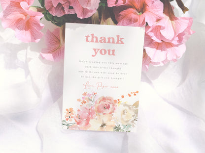 Retro Watercolor Floral Girl Baby Shower Invitation Bundle