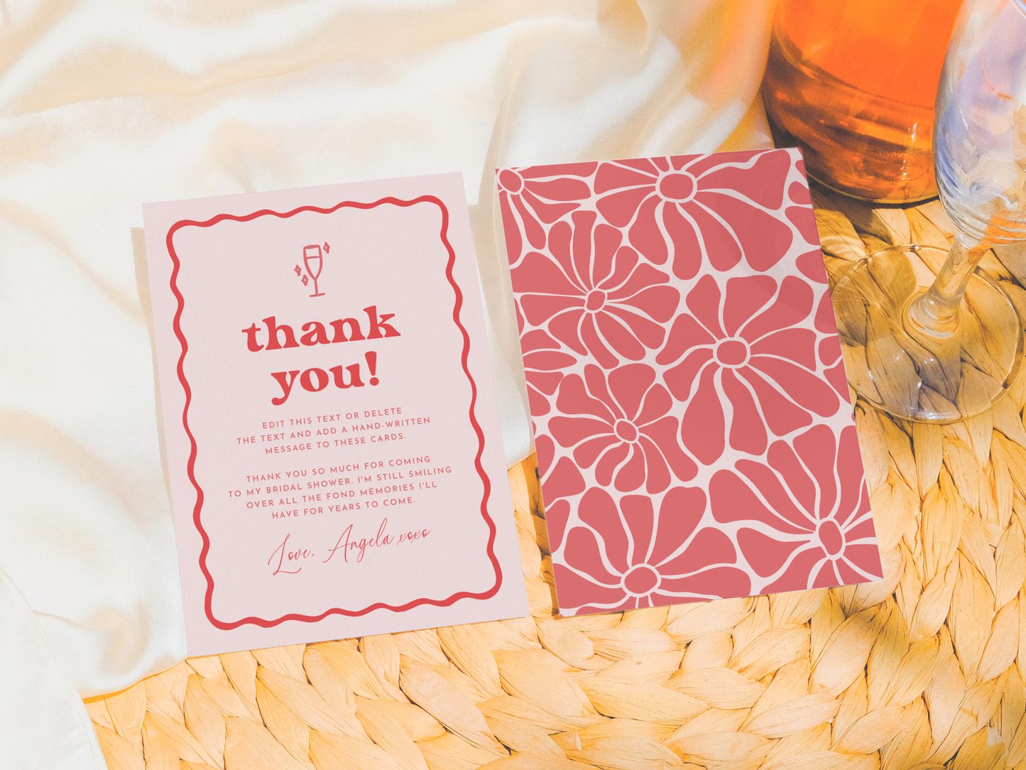 Retro Groovy Pink & Red Bridal Brunch Invitation Bundle