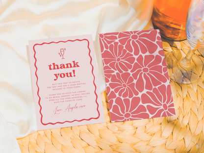 Retro Groovy Pink & Red Bridal Brunch Invitation Bundle