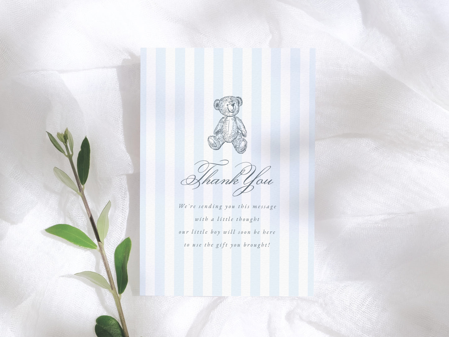 Preppy Vintage Teddy Bear Boy Baby Shower Invitation Bundle