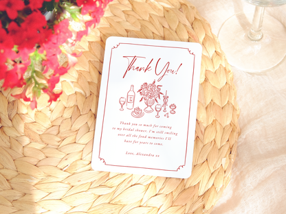 Whimsical Hand Drawn Pizza & Wine Bridal Shower Invitation Bundle