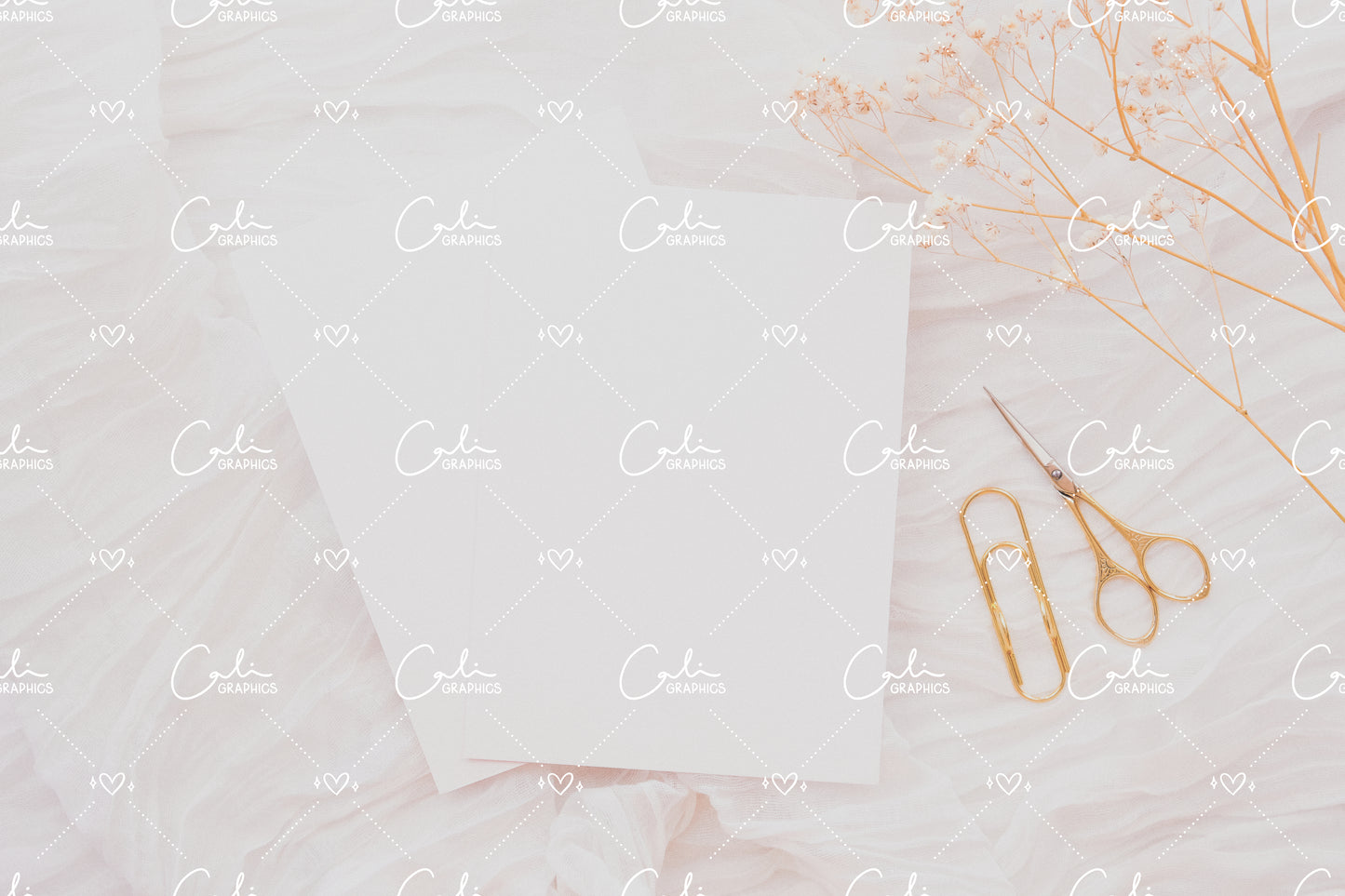 White & Breath 5x7 Card Front & Back Mock-up