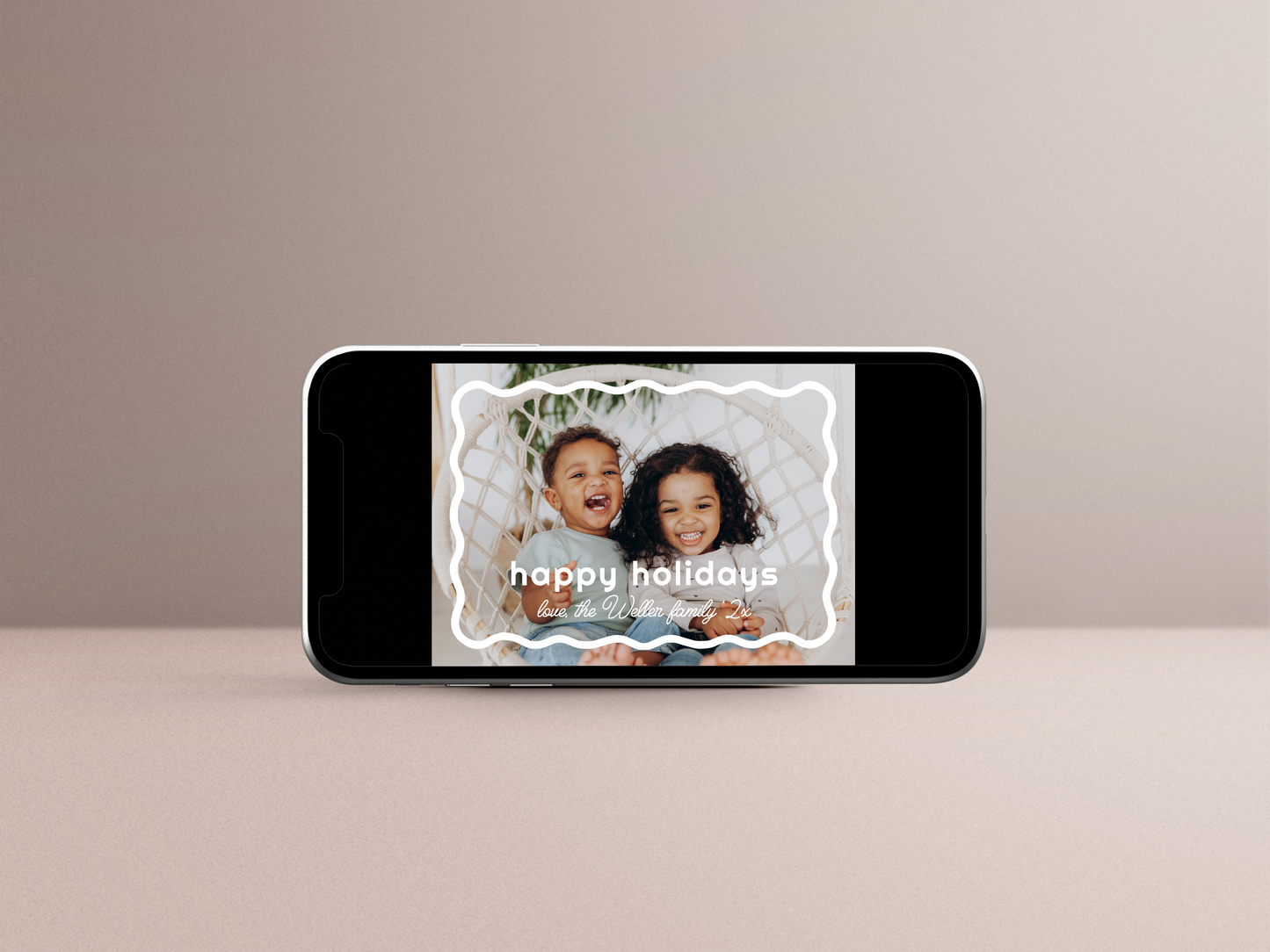 Retro Wavy Border Christmas Photo Card