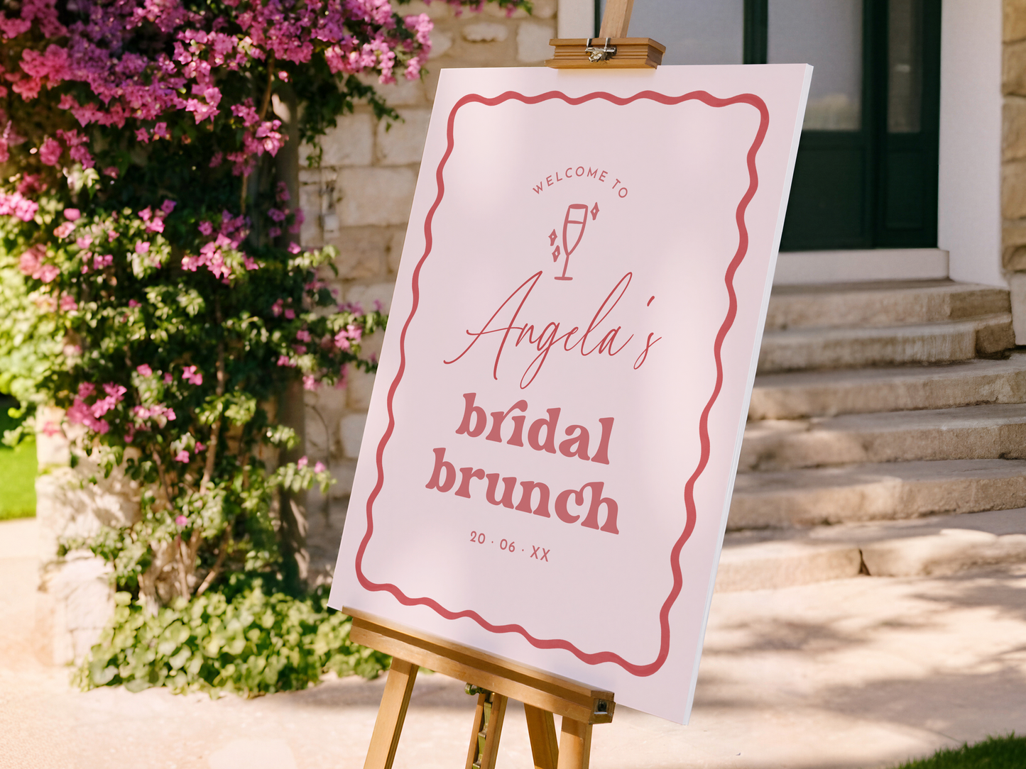 Retro Groovy Pink & Red Bridal Brunch Invitation Bundle