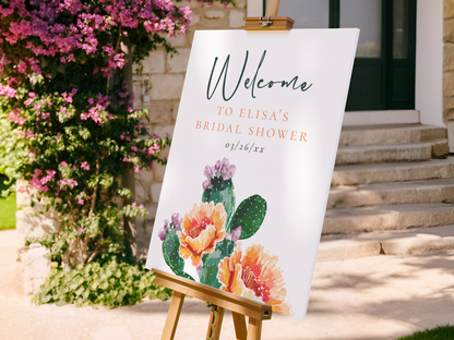 Boho Desert Cactus & Flowers Bridal Shower Invitation Bundle