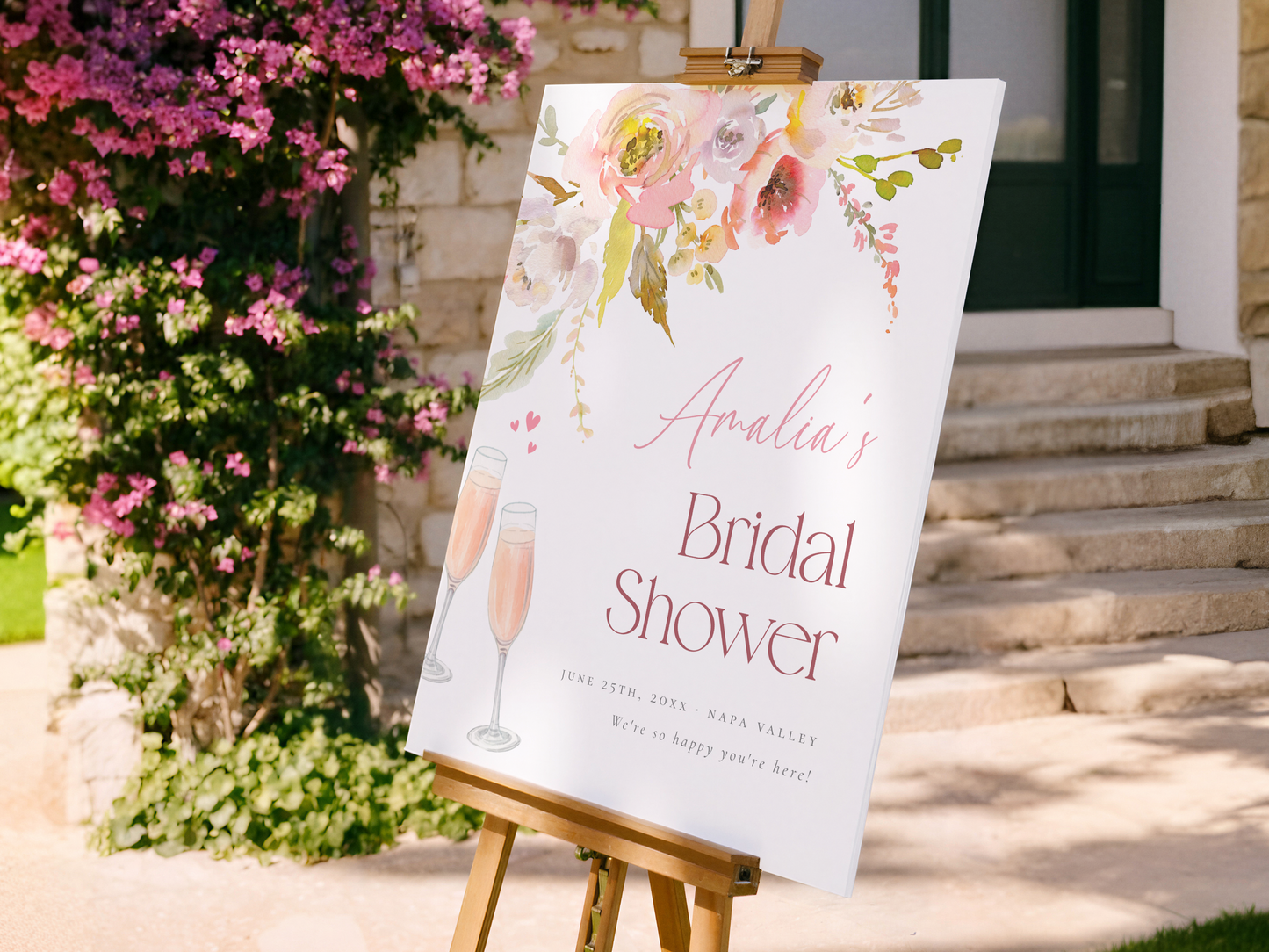 Petals & Prosecco Floral Arch Bridal Shower Invitation Bundle