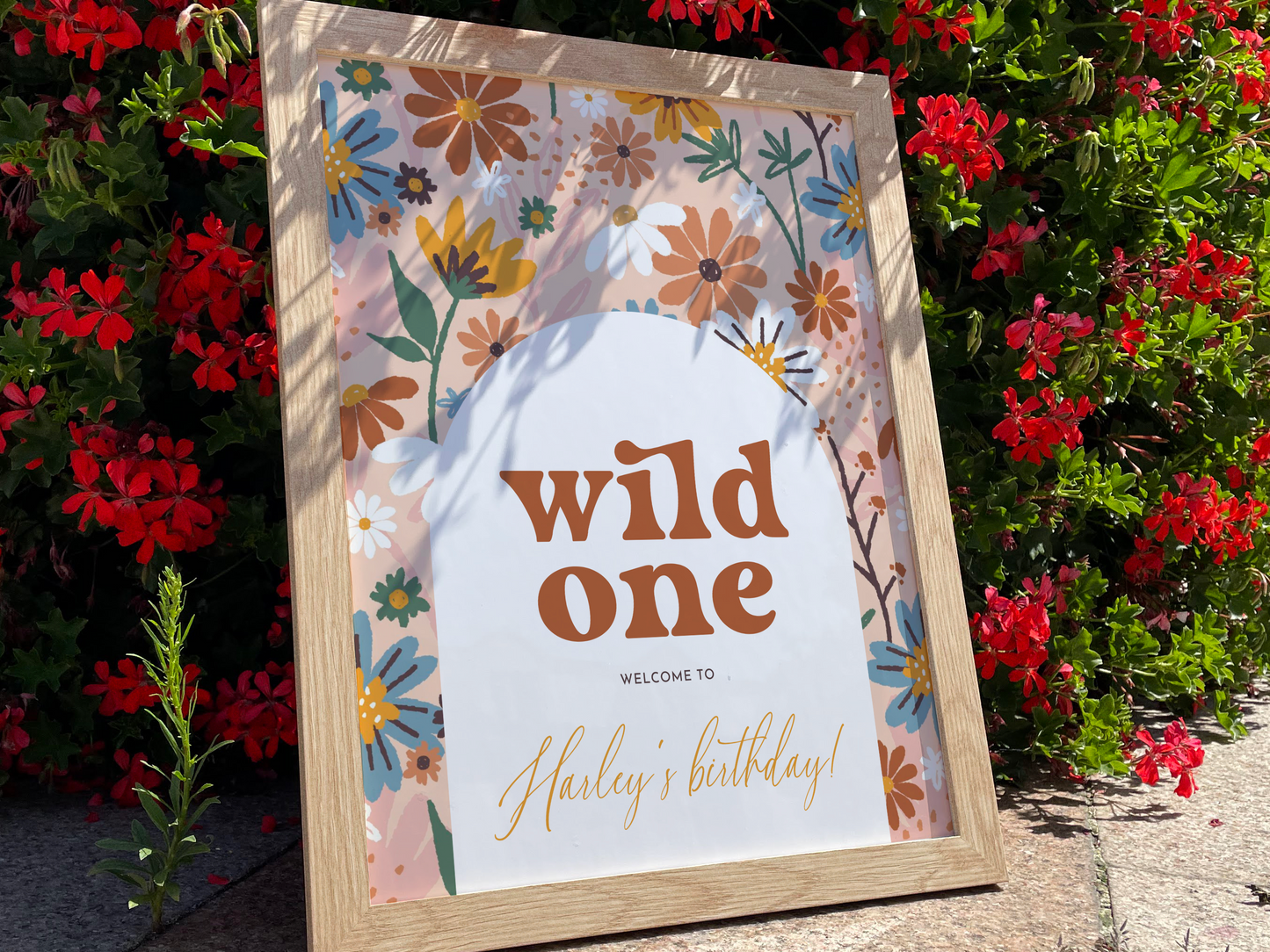 Wild One Retro Wildflower 1st Birthday Party Invitation Bundle