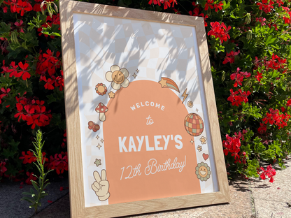 Groovy Daisy Retro Girl Birthday Party Invitation Bundle