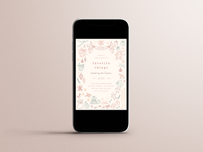 Whimsical Doodle Favorite Things Christmas Party Invitation