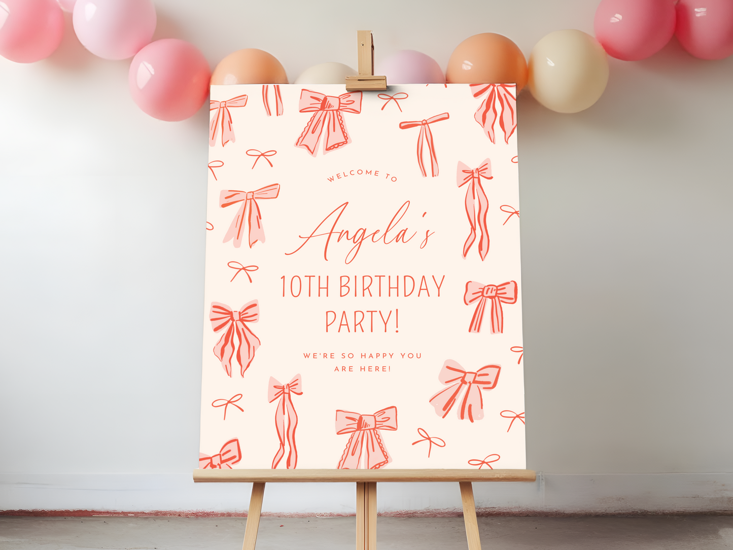 Whimsical Pink Bows Girl Birthday Party Invitation Bundle