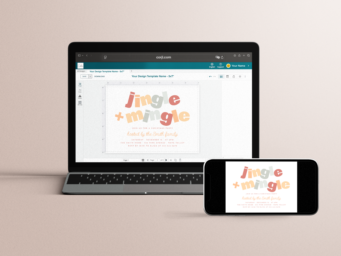 Modern Jingle & Mingle Christmas Holiday Party Invitation