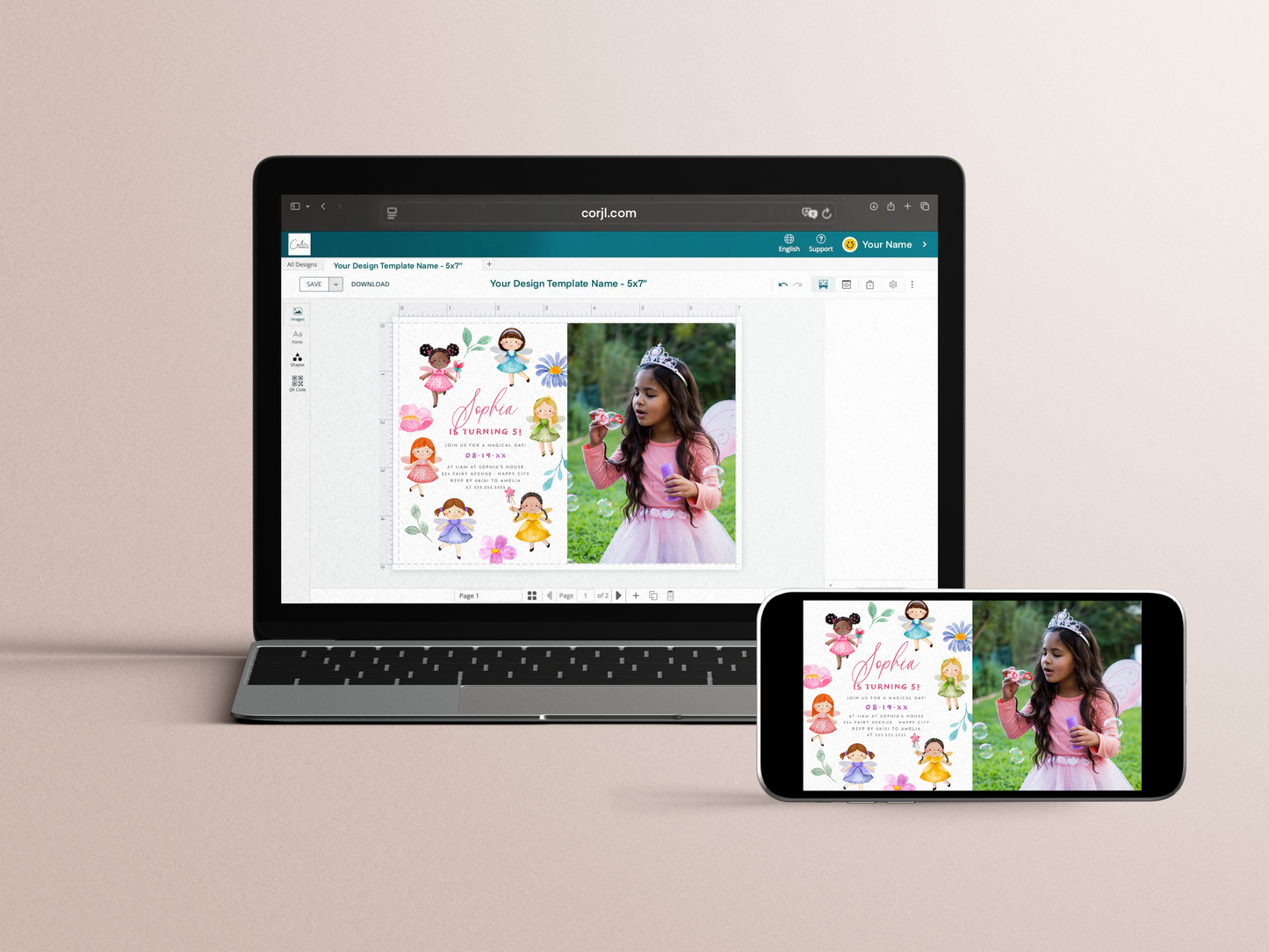 Fairy Garden Watercolor Floral Birthday Party Invitation