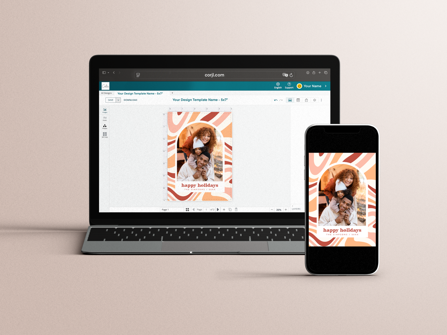 Modern Arch Groovy Christmas Holiday Photo Card