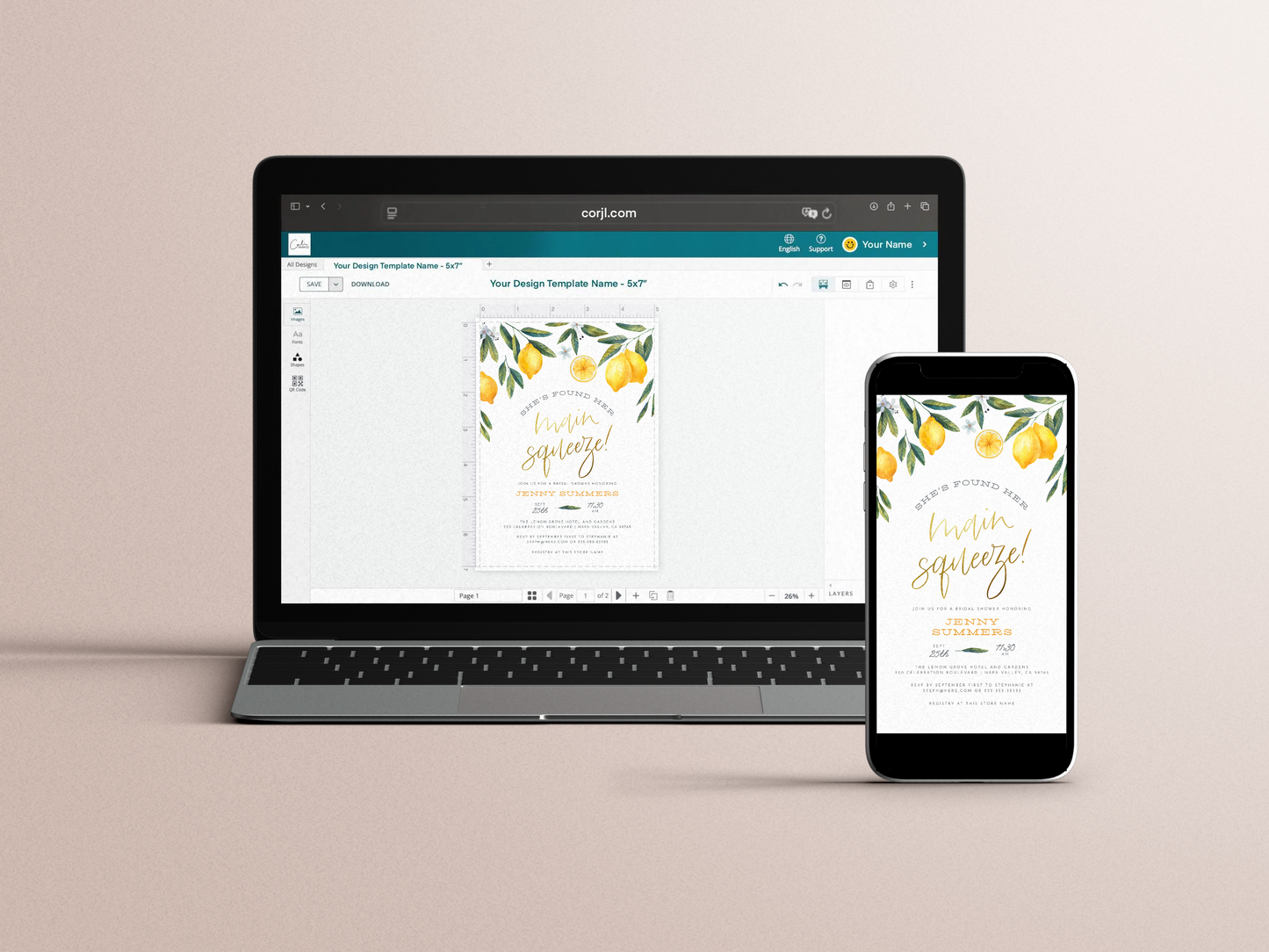 She's Found Her Main Squeeze Lemon Bridal Shower Invitation