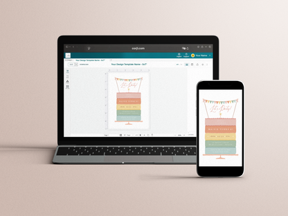 Rainbow Layer Cake Girl Birthday Party Invitation Bundle