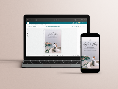 Elegant Monogram All-In-One QR Code Wedding Invitation