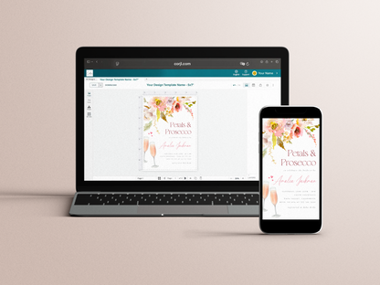 Petals & Prosecco Floral Bridal Shower Invitation