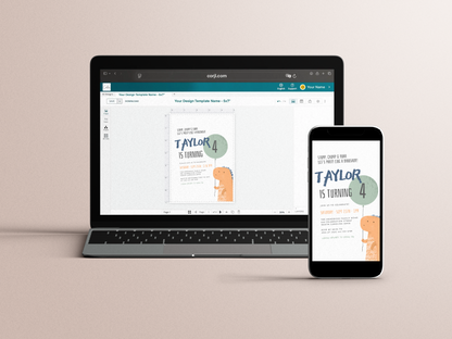 Dinosaur & Balloon Birthday Party Invitation