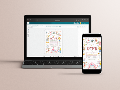 Animal Circus Watercolor Carnival Birthday Party Invitation