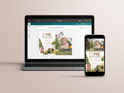 One Happy Camper First Birthday Party Invitation