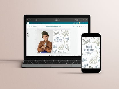 Dinosaur Boy Birthday Party Invitation Bundle