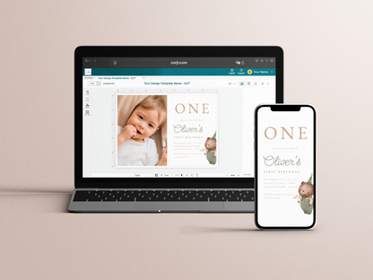 Teddy Bear 1st Birthday Party Invitation