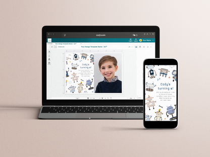 Robot Birthday Party Invitation Bundle