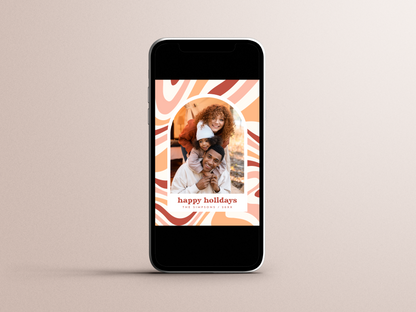 Modern Arch Groovy Christmas Holiday Photo Card