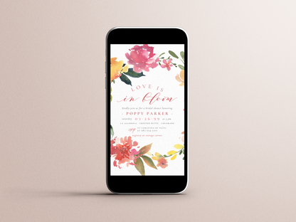 Love Is In Bloom Spring Flowers Bridal Shower Invitation
