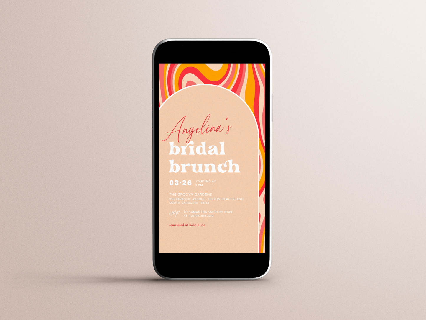 Boho Arch Retro Bridal Brunch Invitation