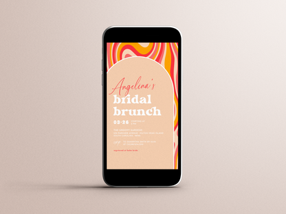 Boho Arch Retro Bridal Brunch Invitation