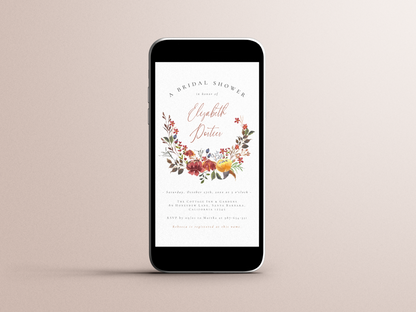 Boho Floral Fall Wildflower Bridal Shower Invitation