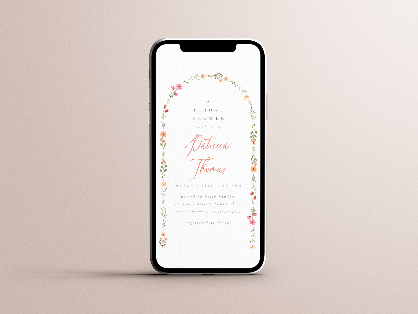 Wildflower Arch Floral Bridal Shower Invitation
