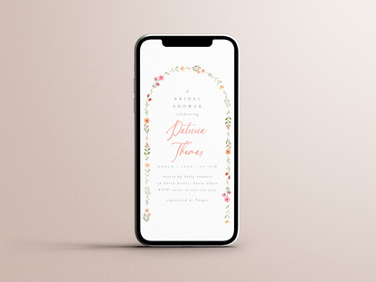 Wildflower Arch Floral Bridal Shower Invitation