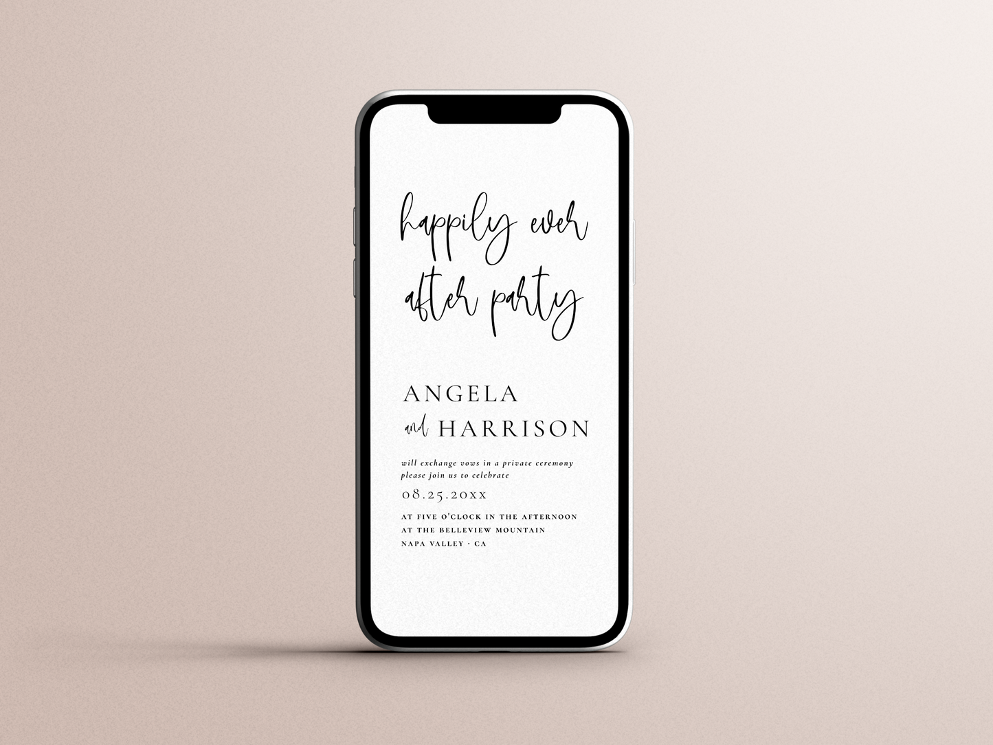 Happily Ever After Party Modern Wedding Reception Photo Invitation