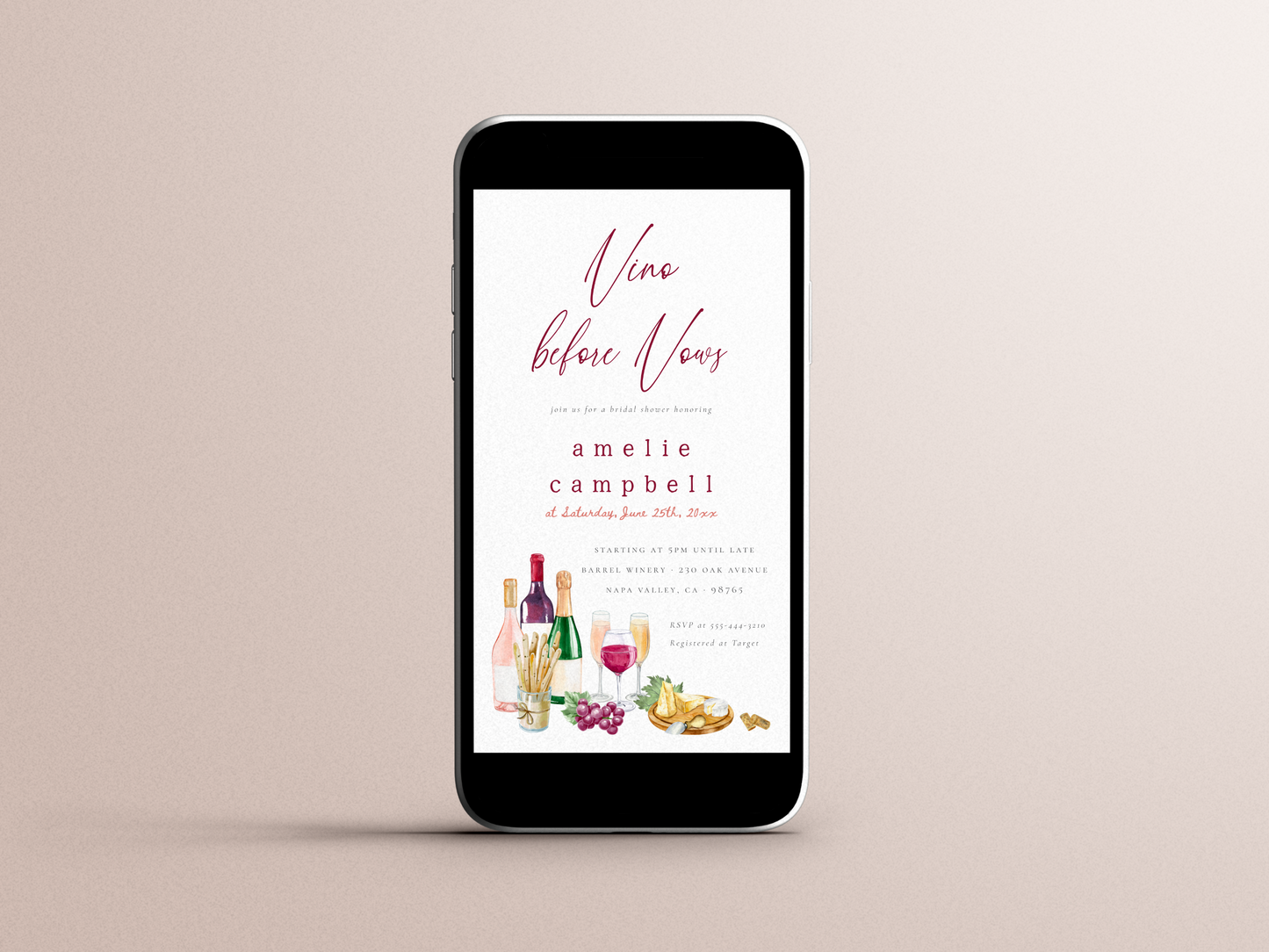 Vino Before Vows Wine Bridal Shower Invitation Bundle