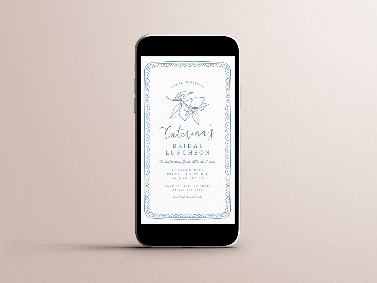 Whimsical Hand-Drawn Lemon Illustration Bridal Shower Invitation
