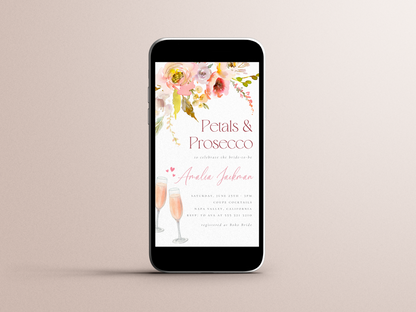 Petals & Prosecco Floral Arch Bridal Shower Invitation Bundle
