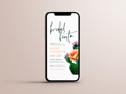 Boho Desert Cactus & Flowers Bridal Shower Invitation