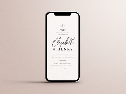 Minimalist Monogram Elegant Formal Photo Wedding Invitation