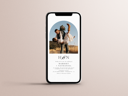 Minimalist Initials Boho Arch Wedding Invitation