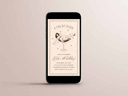 A Tini Bit Older Retro Espresso Martini Adult Birthday Party Invitation