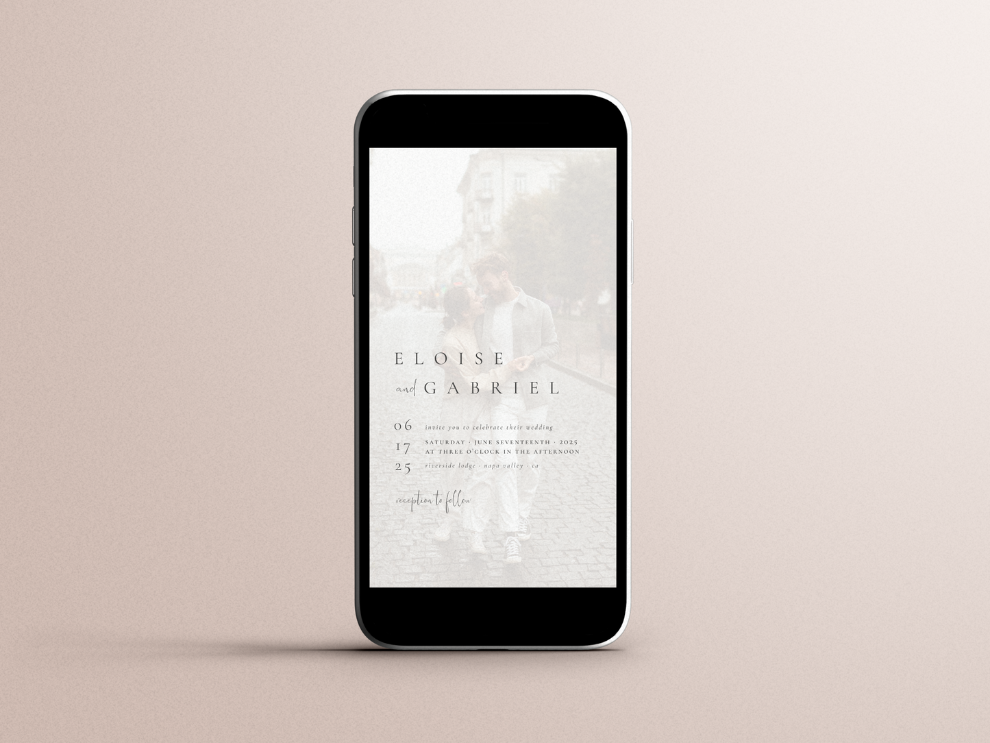 Elegant Bohemian Minimalist Photo Wedding Invitation