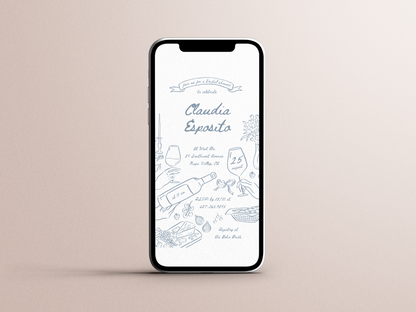 Hand Drawn Whimsical Brunch Bridal Shower Invitation