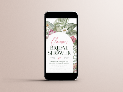 Tropical Floral Arch Bridal Shower Invitation