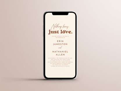 Nothing Fancy, Just Love Retro Groovy Wedding Invitation Suite